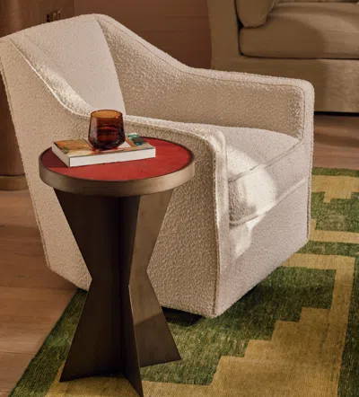 Oka George Bouclé Swivel Armchair - Large - Almond