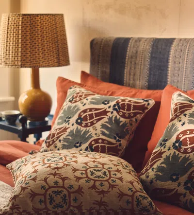 Oka Hidaya Cushion Cover - Blood Orange/blue