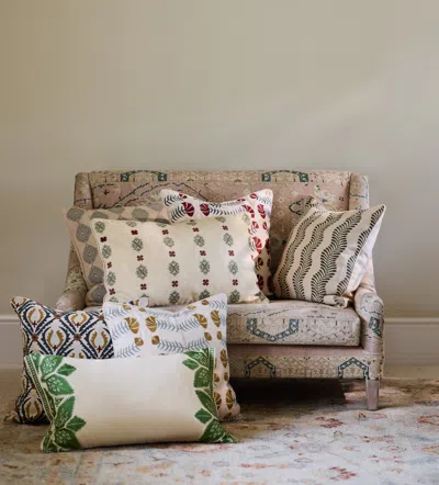 Oka Highweald Cushion Cover - Red/air Force Blue In Neutral