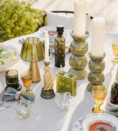 Oka Katskhi Candle Holders Pair - Green