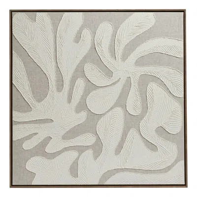 Oka Korala Hand-painted Framed Linen Wall Art - Neutral