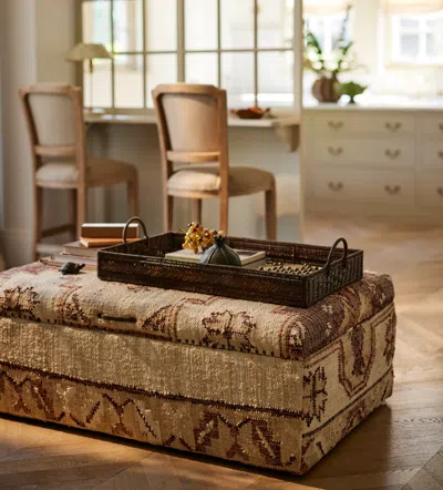Oka Leila Upholstered Ottoman - Chestnut