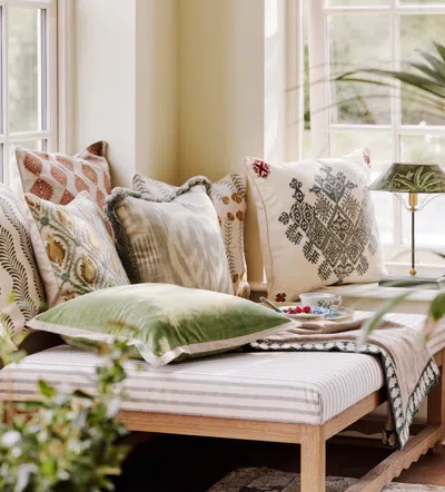 Oka Lillian Cushion Cover - Pale Lichen In Multi