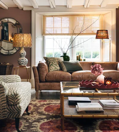 Oka Marwick Leather 3-seater Sofa - Aged Tobacco