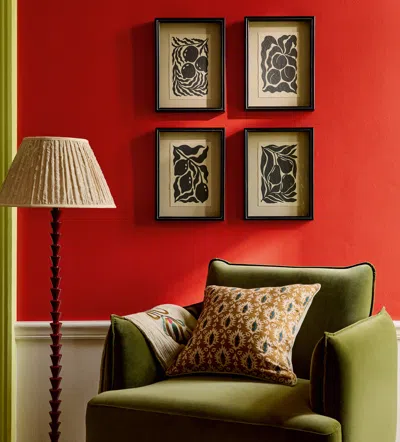 Oka Merian Embroidered Linen Lampshade 46cm - Natural