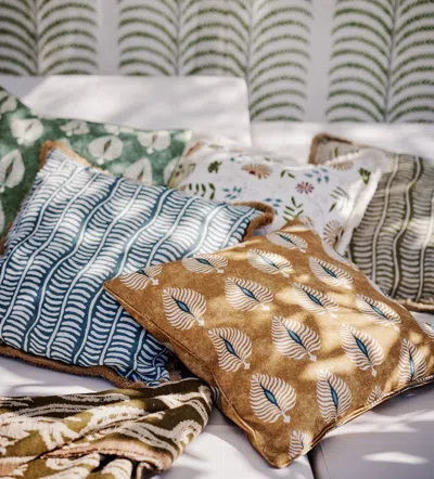 Oka Ocellus Outdoor Cushion - Indian Yellow In Brown