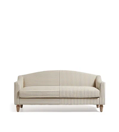 Oka Pippo Stripe Linen 2-seater Sofa - Sapphire