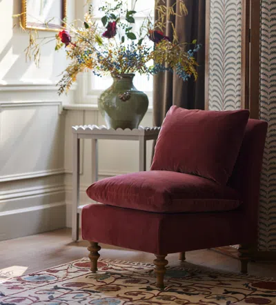 Oka Rosina Velvet Slipper Chair - Blood Orange