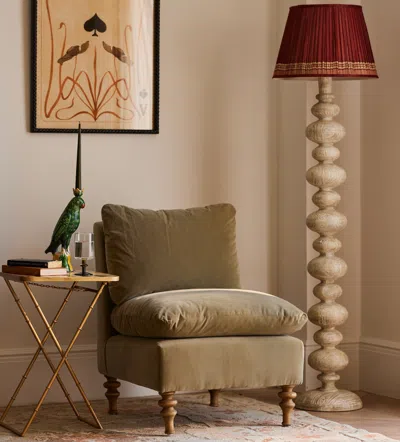 Oka Rosina Velvet Slipper Chair - Lichen