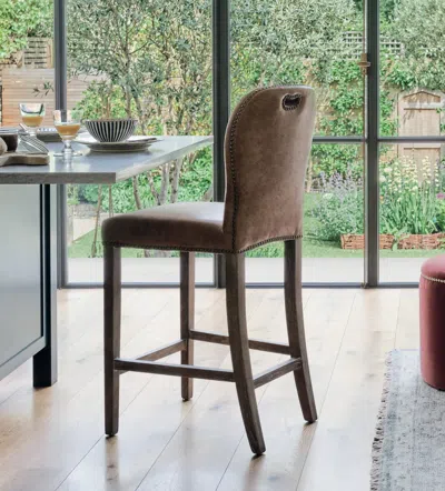 Oka Stafford Leather Bar Stool - Aged Tobacco