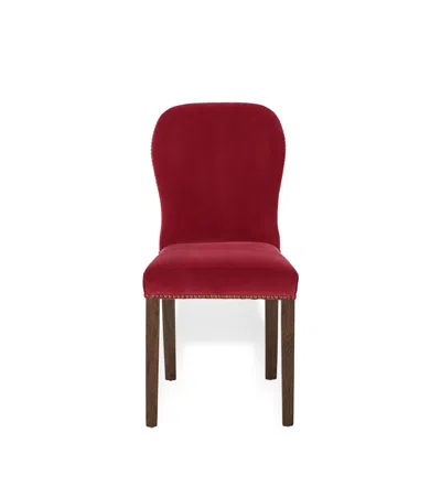 Oka Stafford Velvet Dining Chair - Blood Orange