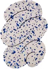 Okej White & Blue Small Speckled Squiggle Rug In Speckled