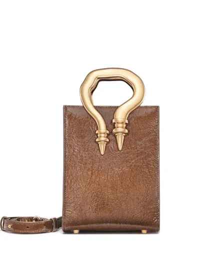 Okhtein Mini Malleable Sculpted-handle Tote Bag In Brown