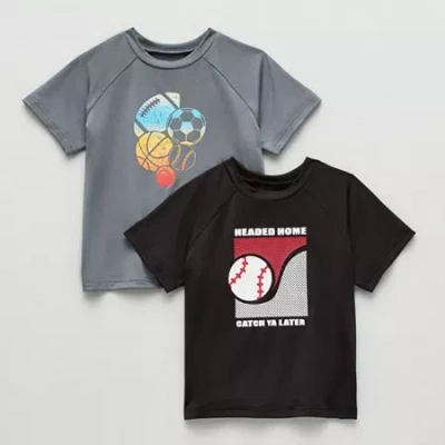 Okie Dokie Active Toddler & Little Boys Crew Neck Short Sleeve Regular Fit 2-pc. Graphic T-shirt In Multi
