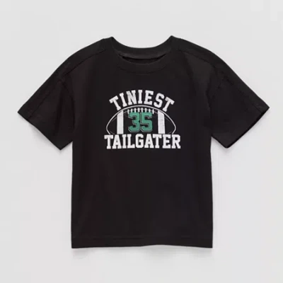 Okie Dokie Active Toddler & Little Boys Crew Neck Short Sleeve Regular Fit Graphic T-shirt In Black