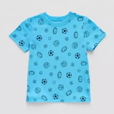 Okie Dokie Active Toddler & Little Boys Crew Neck Short Sleeve Regular Fit Graphic T-shirt In Blue