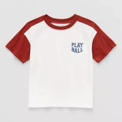 Okie Dokie Active Toddler & Little Boys Crew Neck Short Sleeve Regular Fit Graphic T-shirt In White