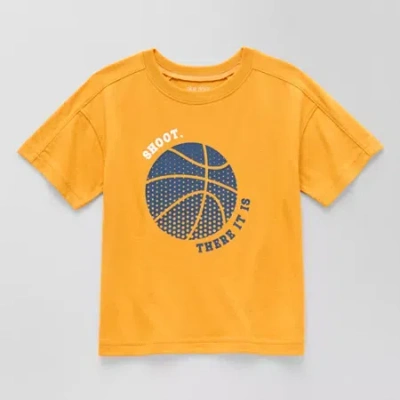 Okie Dokie Active Toddler & Little Boys Crew Neck Short Sleeve Regular Fit Graphic T-shirt In Yellow
