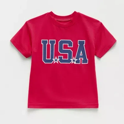 Okie Dokie Active Toddler & Little Boys Round Neck Short Sleeve Graphic T-shirt In Red