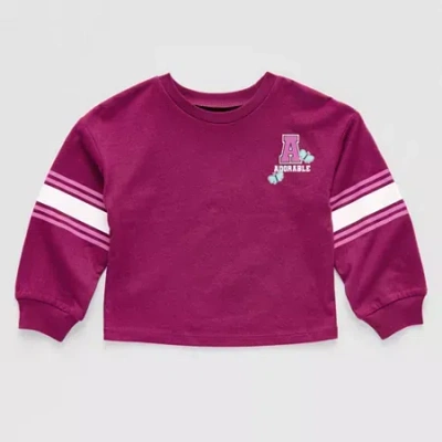 Okie Dokie Active Toddler & Little Girls Round Neck Long Sleeve Graphic T-shirt In Purple