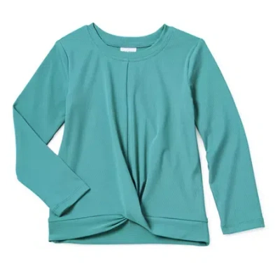 Okie Dokie Active Toddler & Little Girls Round Neck Long Sleeve T-shirt In Blue