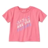 Okie Dokie Active Toddler & Little Girls Round Neck Short Sleeve Regular Fit Graphic T-shirt In Pink