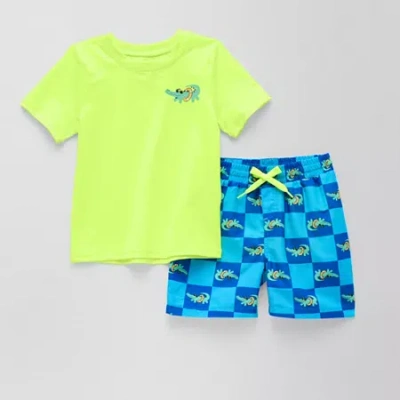 Okie Dokie Alligator Toddler & Little Boys 2-pc. Rash Guard Set In Green