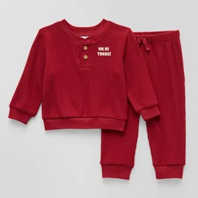 Okie Dokie Baby Boys 2-pc. Pant Set In Red