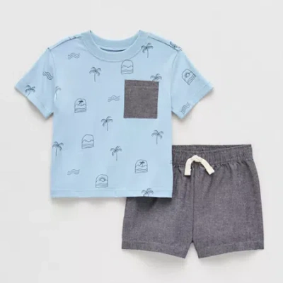 Okie Dokie Baby Boys 2-pc. Short Set In Blue