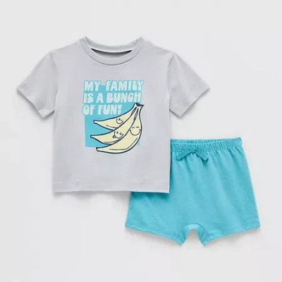 Okie Dokie Baby Boys 2-pc. Short Set In Blue