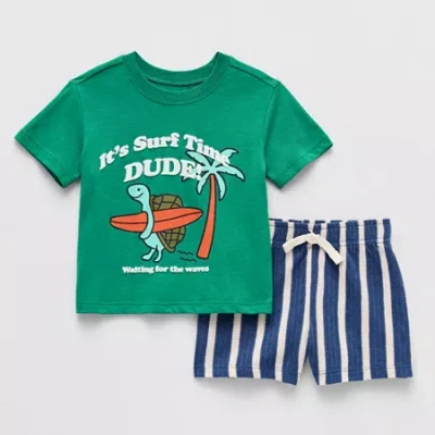 Okie Dokie Baby Boys 2-pc. Short Set In Green