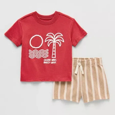 Okie Dokie Baby Boys 2-pc. Short Set In Red