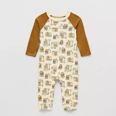 Okie Dokie Baby Boys Crew Neck Long Sleeve Jumpsuit In Multi