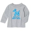 Okie Dokie Baby Boys Crew Neck Long Sleeve Regular Fit Graphic T-shirt In Gray