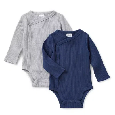 Okie Dokie Baby Boys Crew Neck Long Sleeve Rib 2-pc. Bodysuit In Blue