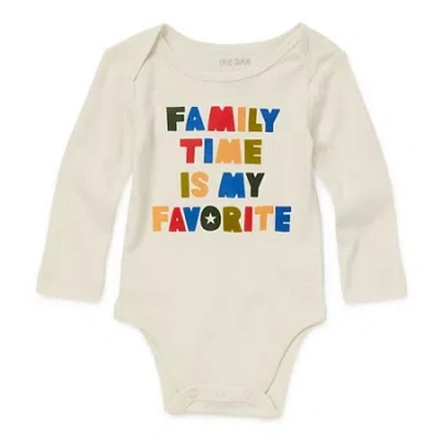 Okie Dokie Baby Boys Crew Neck Long Sleeve Rib Bodysuit In White