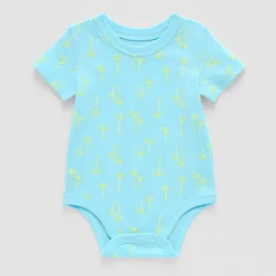 Okie Dokie Baby Boys Crew Neck Short Sleeve Bodysuit In Blue
