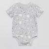 Okie Dokie Baby Boys Crew Neck Short Sleeve Bodysuit In Gray