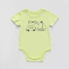 Okie Dokie Baby Boys Crew Neck Short Sleeve Bodysuit In Green
