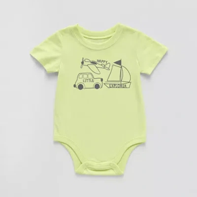 Okie Dokie Baby Boys Crew Neck Short Sleeve Bodysuit In Green