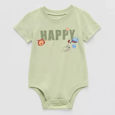Okie Dokie Baby Boys Crew Neck Short Sleeve Bodysuit In Green