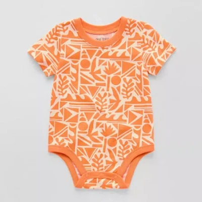 Okie Dokie Baby Boys Crew Neck Short Sleeve Bodysuit In Orange