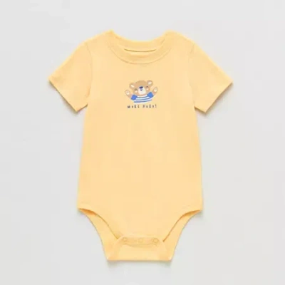Okie Dokie Baby Boys Crew Neck Short Sleeve Bodysuit In Orange