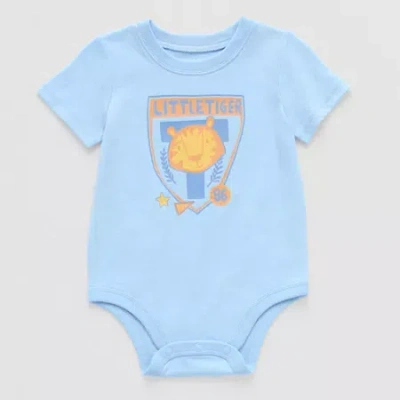 Okie Dokie Baby Boys Crew Neck Short Sleeve Bodysuit In Sand