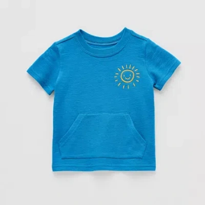 Okie Dokie Baby Boys Crew Neck Short Sleeve Embroidered T-shirt In Blue