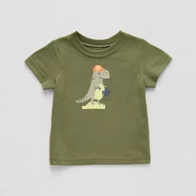 Okie Dokie Baby Boys Crew Neck Short Sleeve Graphic T-shirt In White