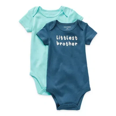 Okie Dokie Baby Boys Crew Neck Short Sleeve Rib 2-pc. Bodysuit In Blue