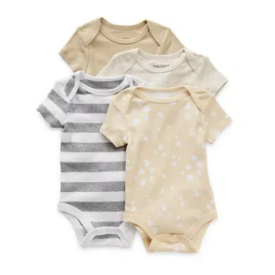 Okie Dokie Baby Boys Crew Neck Short Sleeve Rib 4-pc. Bodysuit In Sand