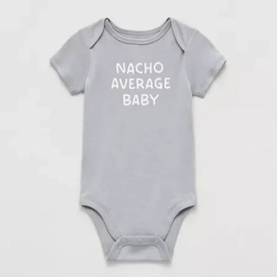 Okie Dokie Baby Boys Crew Neck Short Sleeve Rib Bodysuit In Gray