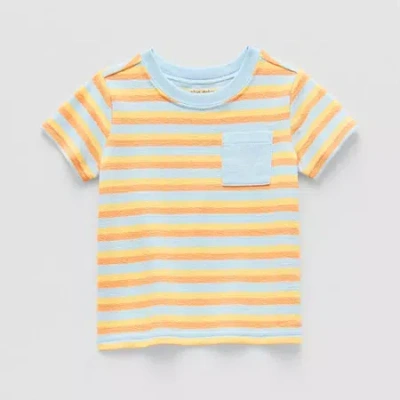 Okie Dokie Baby Boys Crew Neck Short Sleeve T-shirt In Blue